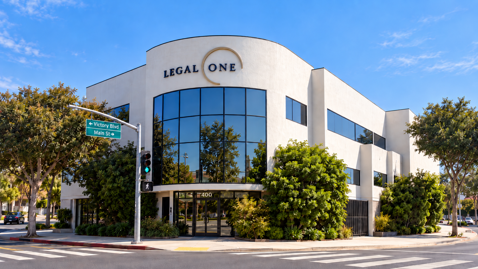Legal One law office building at Victory Blvd and Main St
