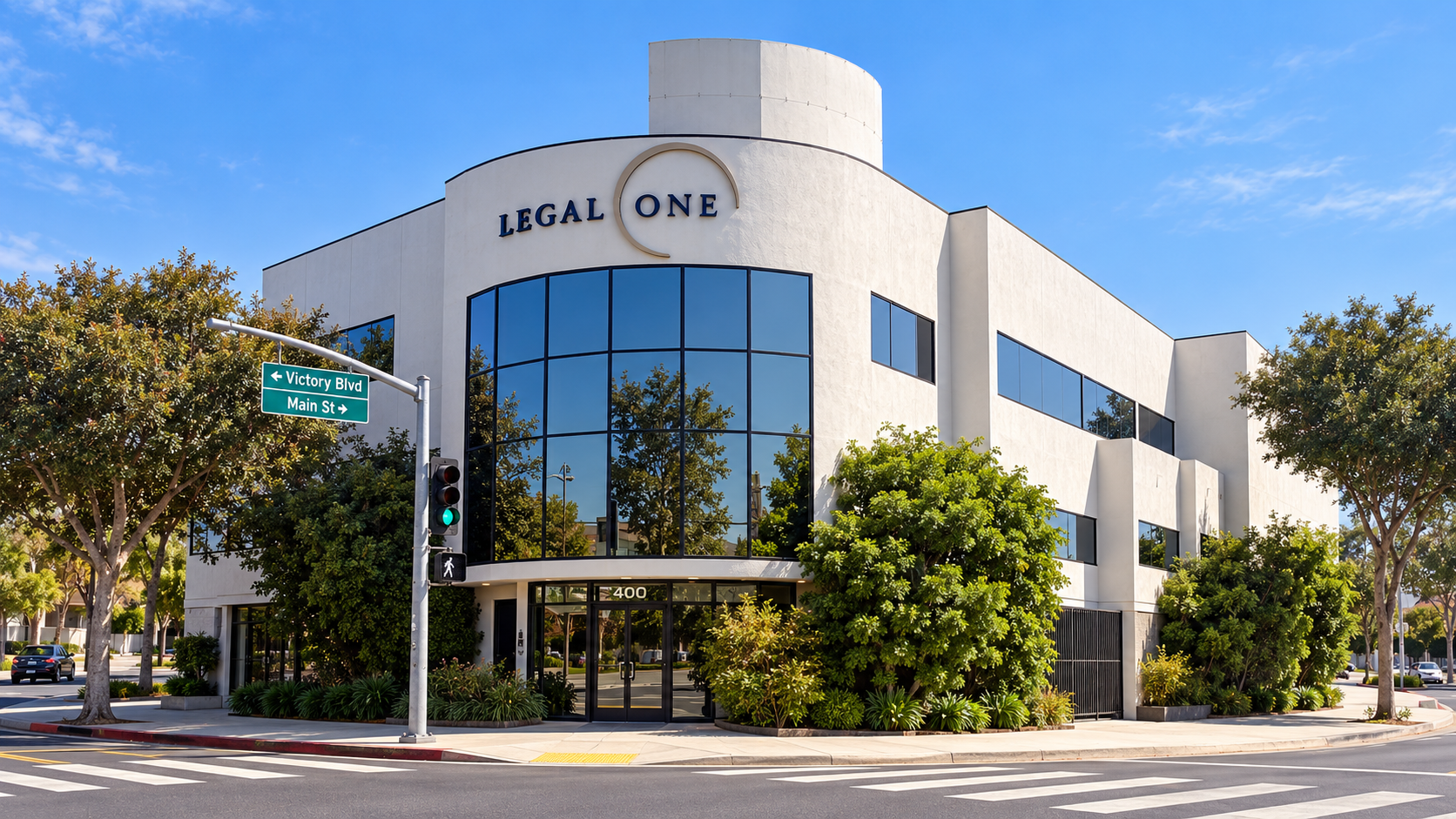 Legal One law office building at Victory Blvd and Main St